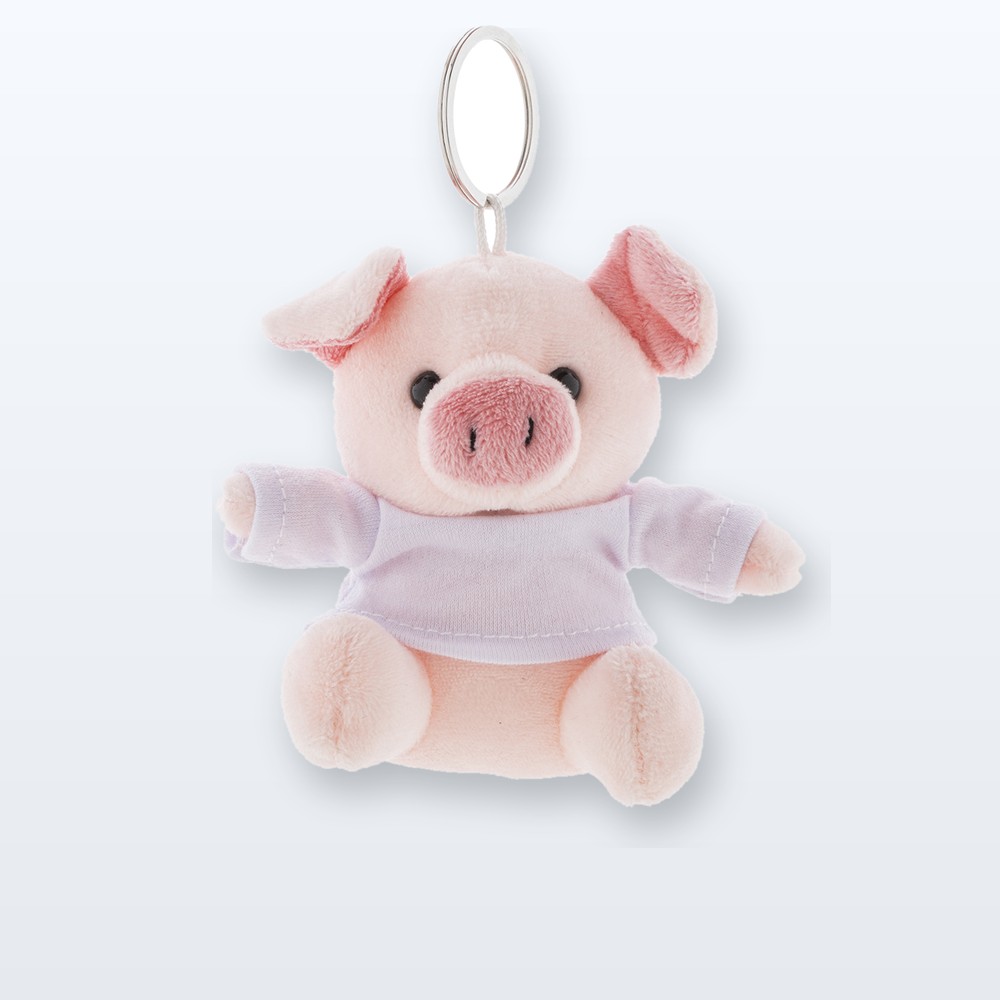 Portachiavi con maialino in peluche