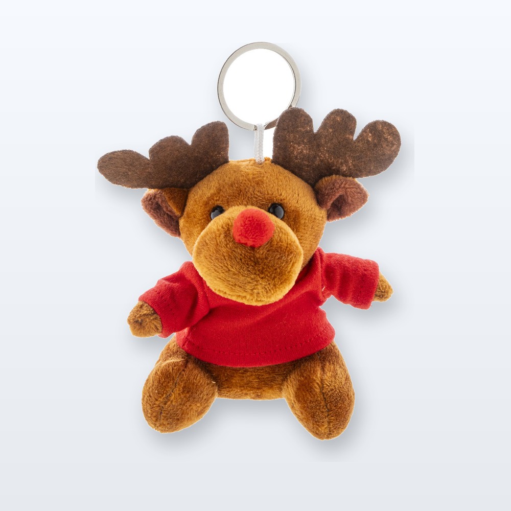Portachiavi natalizio con renna in peluche