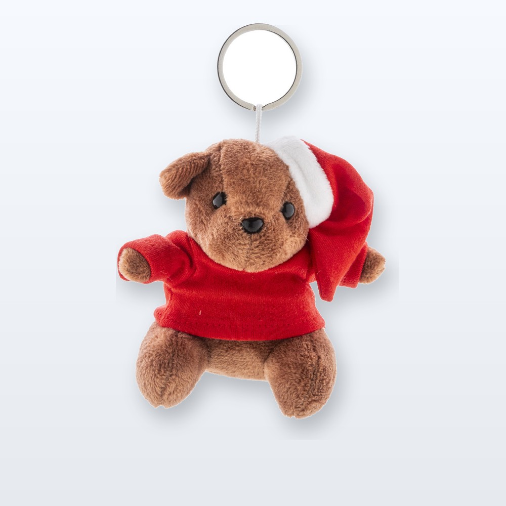 Portachiavi natalizio con orsetto in peluche