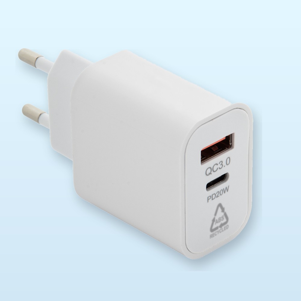 Caricabatterie USB da parete in ABS riciclato (RABS)